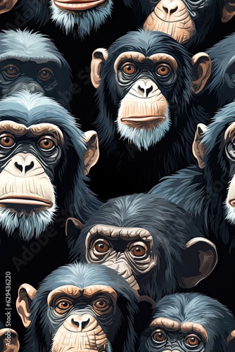 Chimpanzee faces seamless tiles