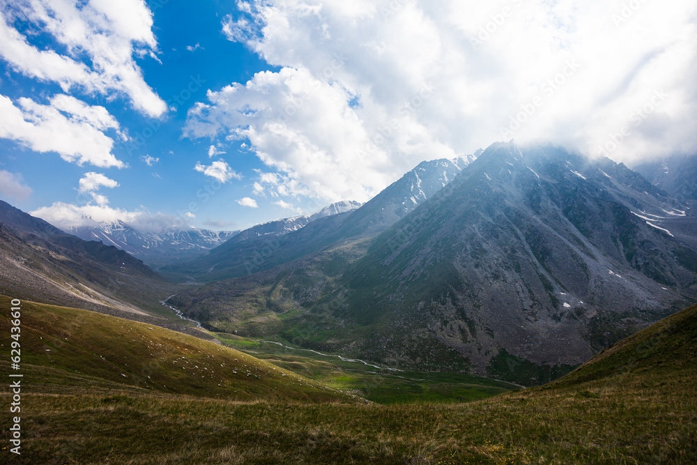 Almarasan gorge. Border between Kazakhstan and Kyrgyzstan