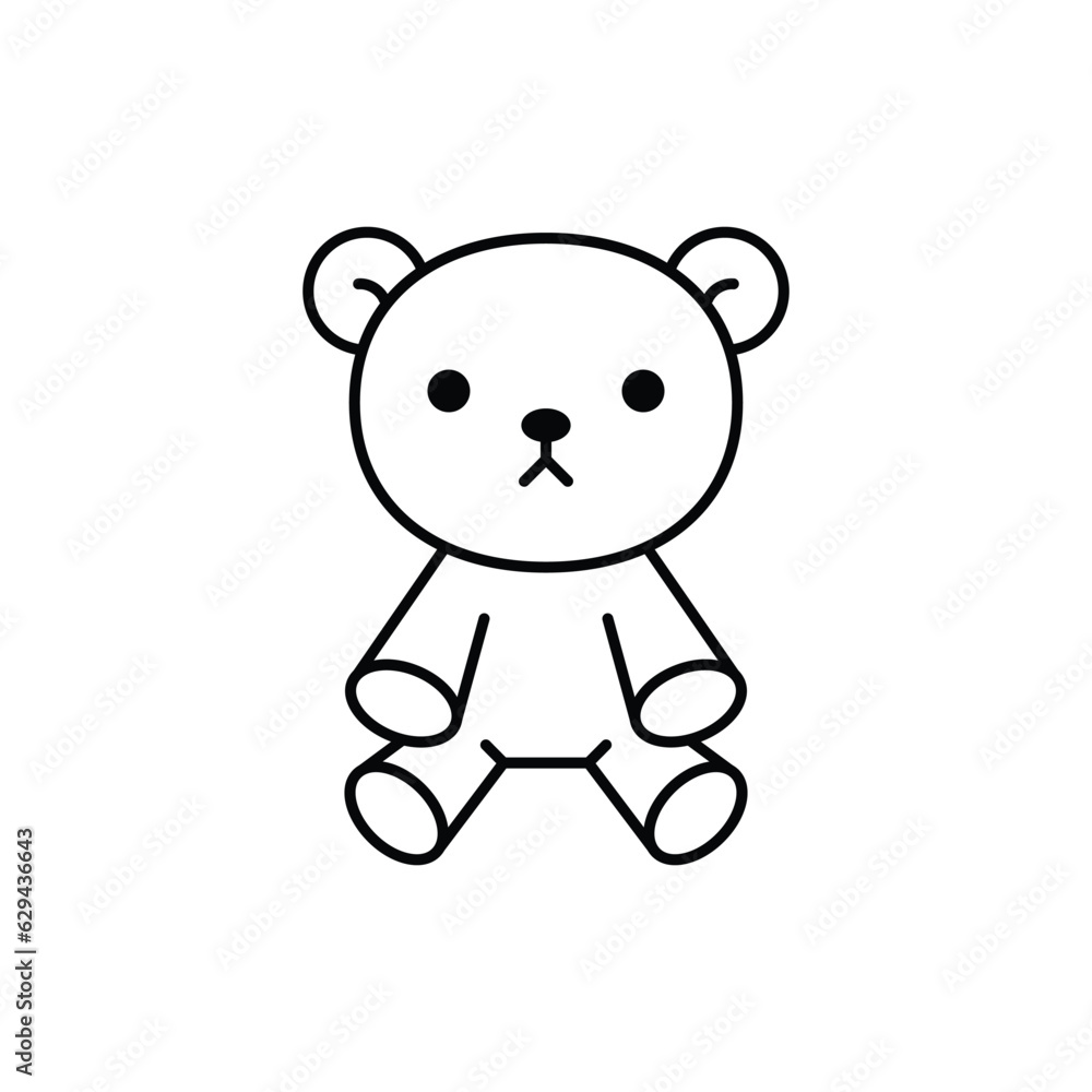Cute teddy bear toy line icon. Cute stuffed toy symbol. Coloring book for children. Vector illustration in outline style. Cute teddy bear toy line icon. Cute stuffed toy symbol. Coloring book for children. Vector illustration in outline style.
