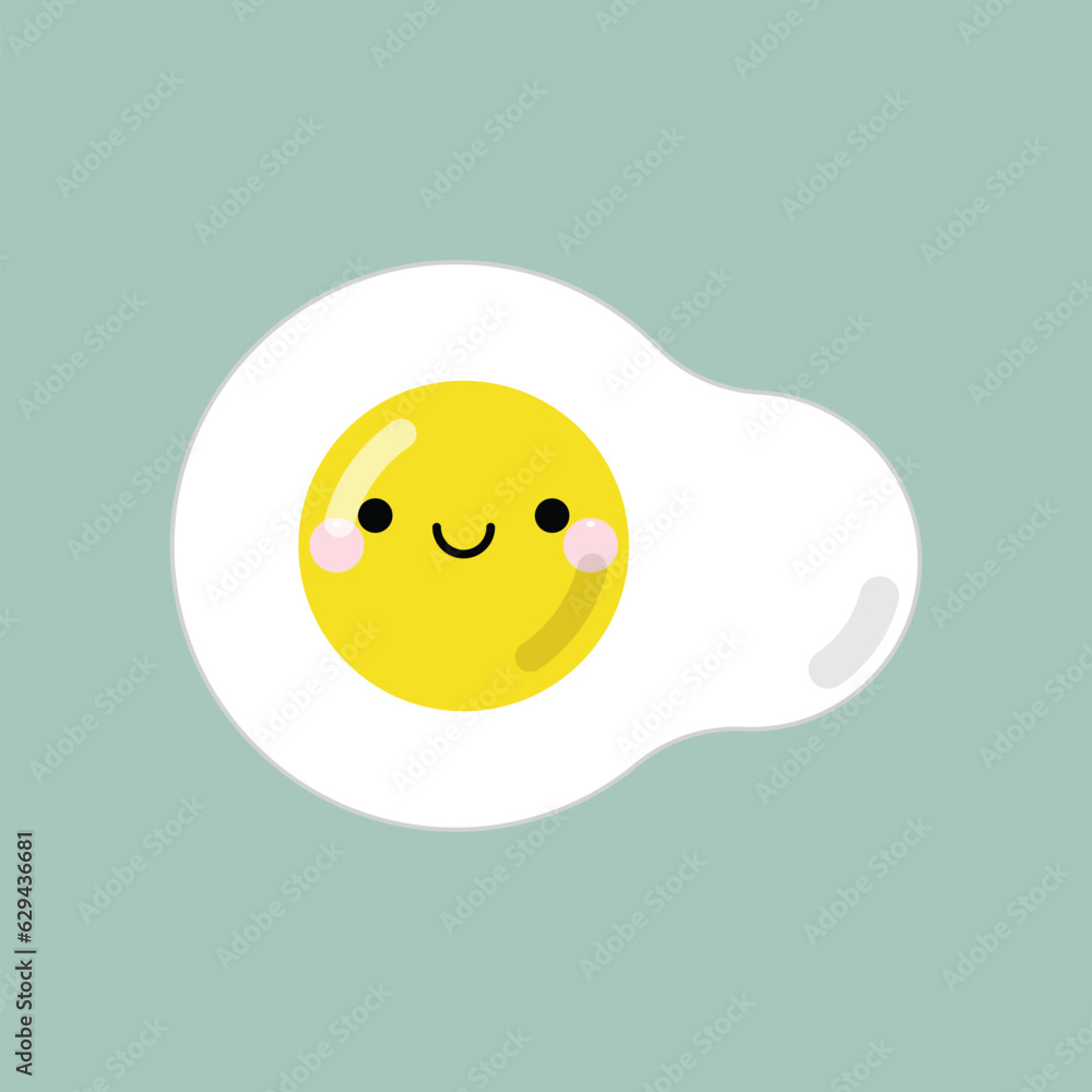 Cute smiling fried egg cartoon character icon. Vector illustration in kawaii cartoon style. Cute smiling fried egg cartoon character icon. Vector illustration in kawaii cartoon style.