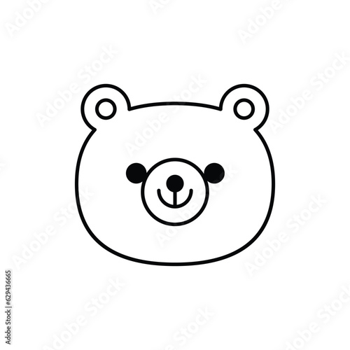 Cute cartoon bear face line icon. Coloring book for children. Vector illustration in outline style.