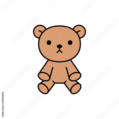 Cute teddy bear toy icon. Cute stuffed toy symbol. Vector illustration in kawaii cartoon style.