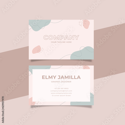 Printable Feminine Business Card Template Decorated with Organic Blob and Stroke Object