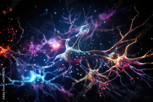 Neurons and synapse like stuctures depicting brain chemistry  photo