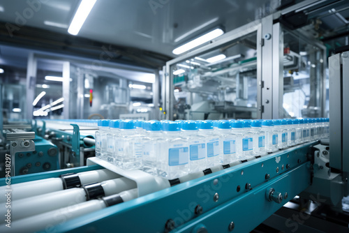 Pharmaceutical Industry's State-of-the-Art Factory with Pills on Conveyor 