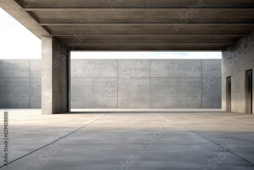 Modern concrete architecture building  exterior floor and roof  zone of car park  construction building  with empty space in clean design  with Generative Ai.