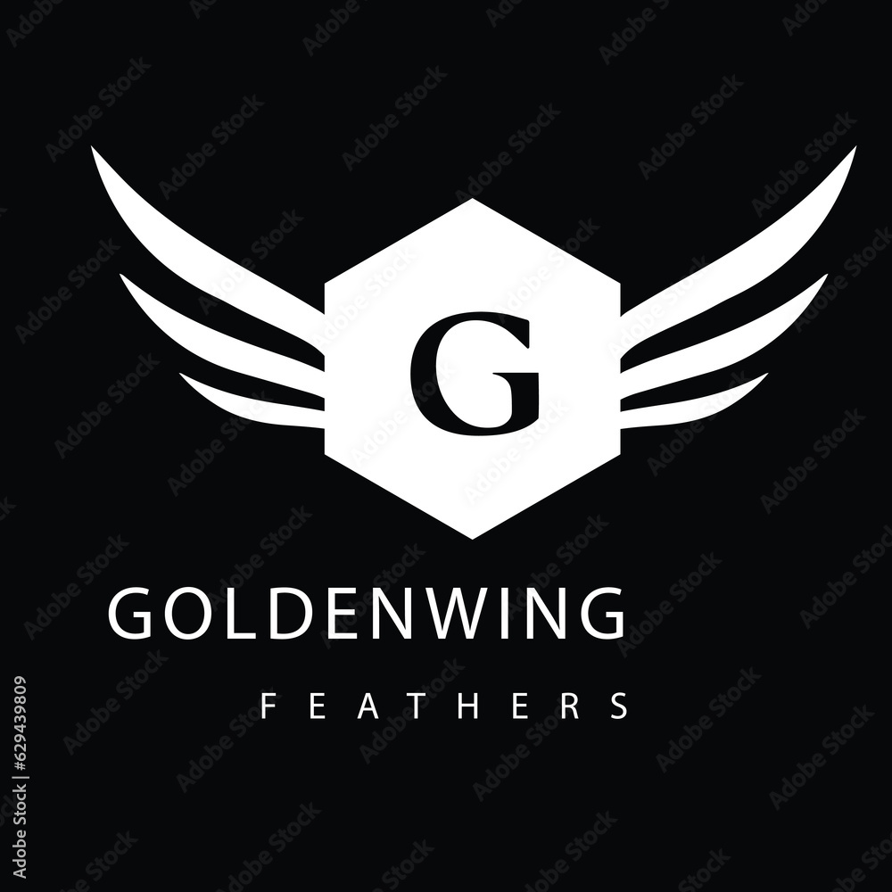 Letter G with cube logo bird wings design Letter G with cube logo bird wings design