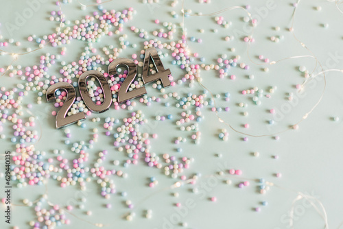 Canvas Print 2024 text background. New year and business concept strategy.