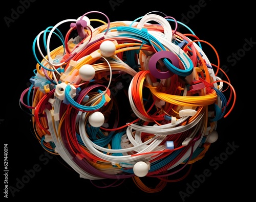 Farbenfrohe Kabelverbindungen: Knoten in Regenbogenpracht photo