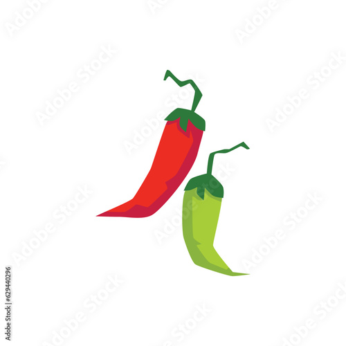 Red and green chili spicy peppers, hot pepper, paprika, jalapeno, spice for cooking mexican dishes vector illustration