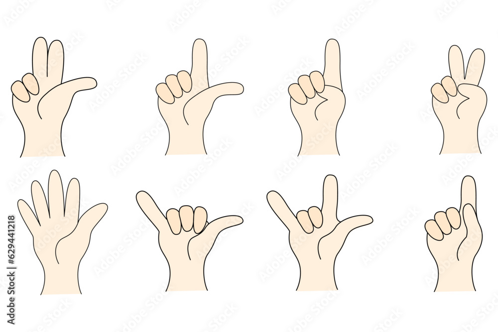 set vector expressive hand gestures set vector expressive hand gestures