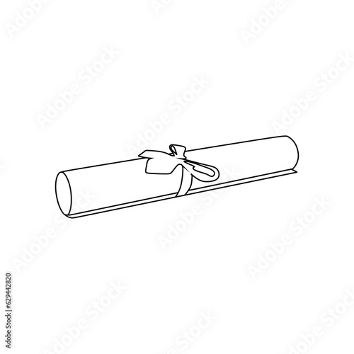 diploma paper roll line art for literacy day international celebration education background.