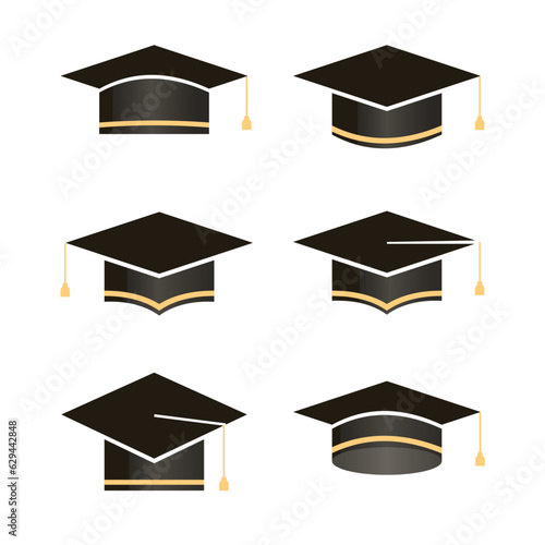 college graduation cap colorful flat element for literacy day international celebration education background.
