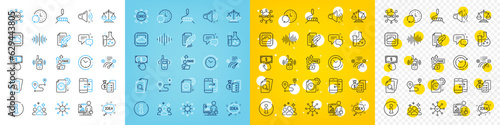 Vector icons set of Journey, Dao and Feather signature line icons pack for web with Fake internet, Sound wave, Correct answer outline icon. Idea, Transmitter, Employees messenger pictogram. Vector