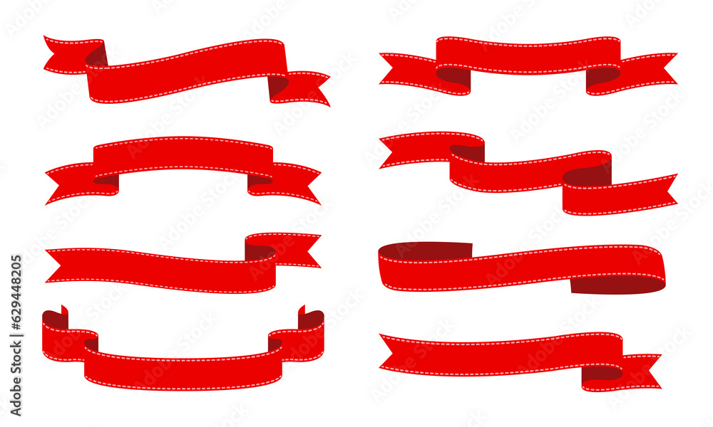 Red ribbons isolated for your decoration