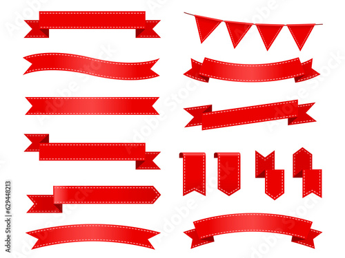 Red ribbons isolated for your decoration