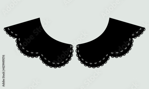 black cotton collar lace design vector.