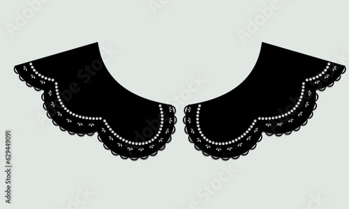 black cotton collar lace design vector.