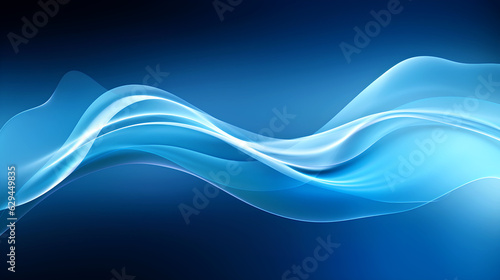 Abstract Waves on Blue Background. Blue Abstract Delicate Curves.