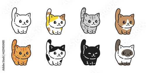 cat vector Munchkin kitten icon calico tiny neko pet breed doodle cartoon character symbol stamp tattoo scarf illustration isolated design
