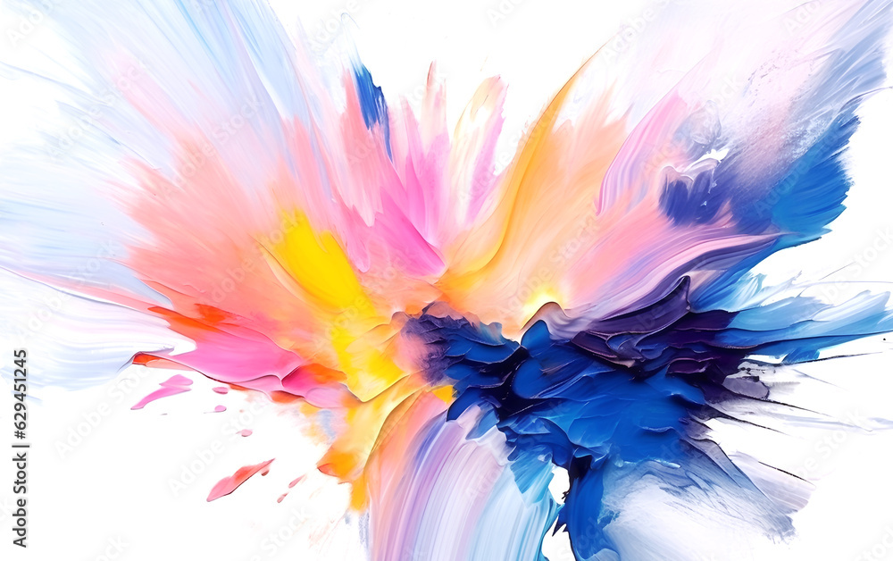 Obraz premium Abstract Hand-painted Art Isolated on White. Abstract painting style, vibrant colors.