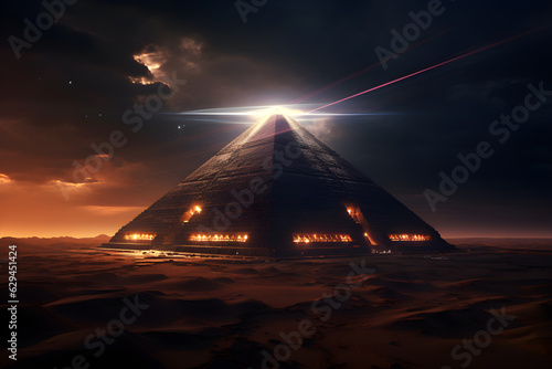 The Pyramid of Khufu in the desert. Generative AI