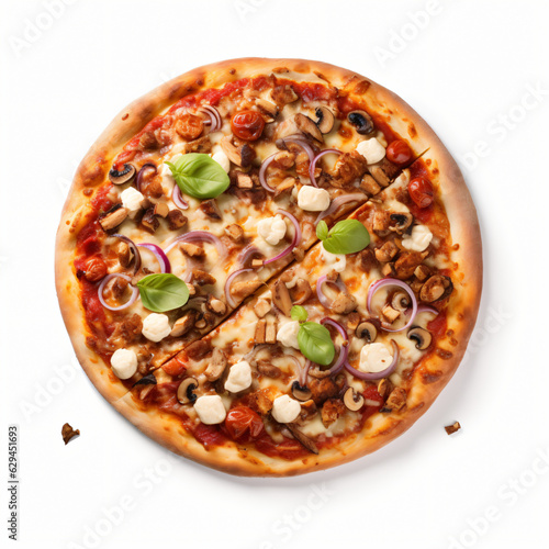 Delicious Pizza on white backgroundGenerative AI