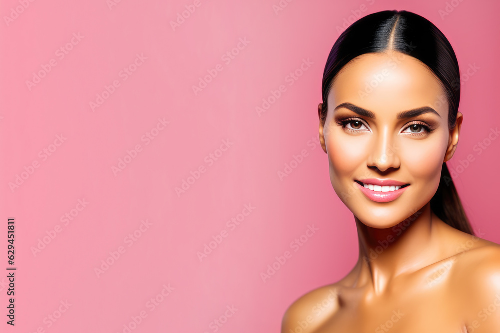 Portrait of beautiful young woman with luxury makeup. generative AI Portrait of beautiful young woman with luxury makeup. generative AI