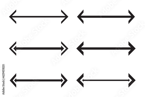 Set of straight black arrows isolated on white. Arrow icon  cursor. Vector illustration.