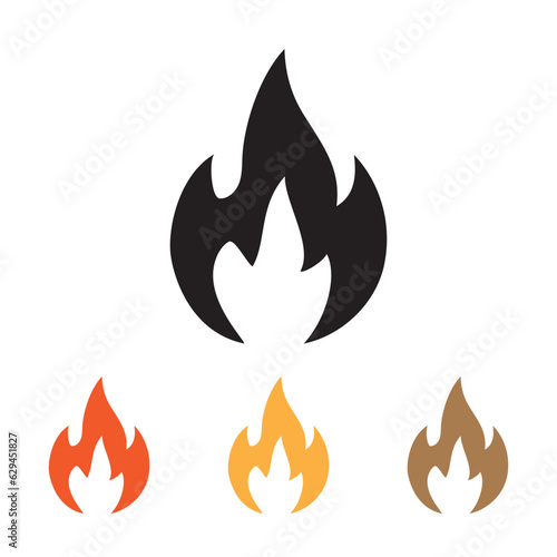 Fire flame icon set isolated vector illustration.