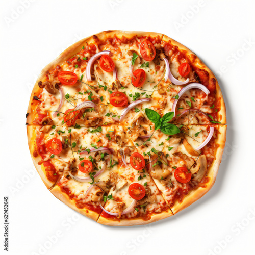 Delicious Pizza on white backgroundGenerative AI