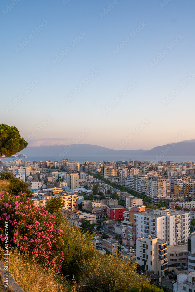 Obraz premium Albania- Vlora- cityscape as seen from hill Kuzum Baba
