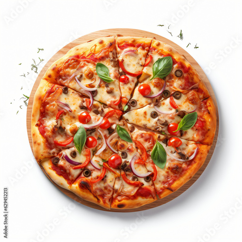 Delicious Pizza on white backgroundGenerative AI
