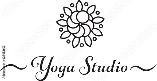 Digital png illustration of yoga studio text on transparent background