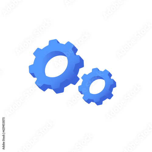 Rotating gears 3d isolated on white background.
