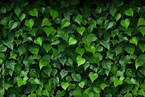 Abstract Ivy Branches Pattern on Green Textured Wall Background