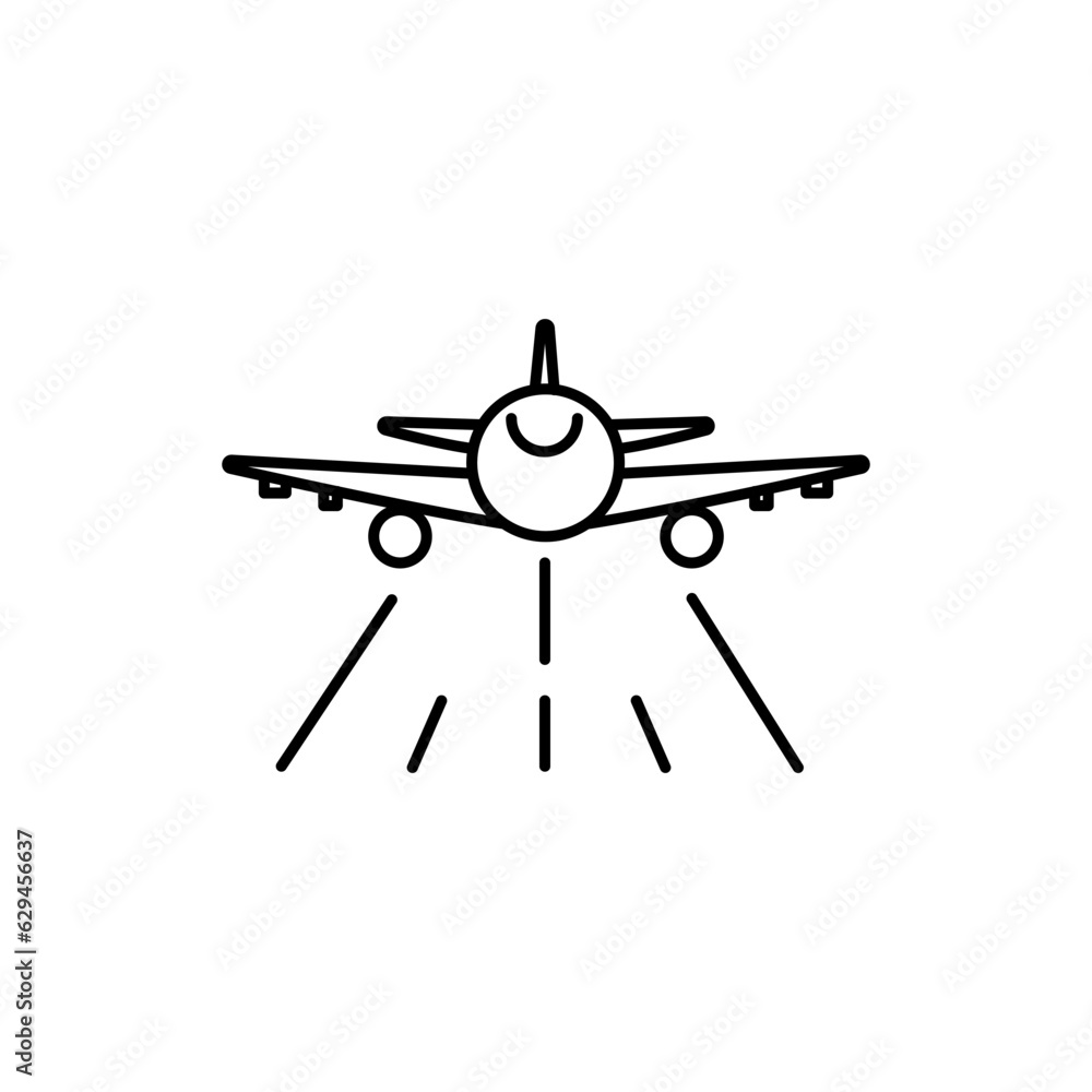 Airplane runway line vector icon. Outline, editable stroke. Airplane runway line vector icon. Outline, editable stroke.
