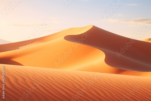 sand dunes in the desert on a clear day. high temperature the heat generative ai.