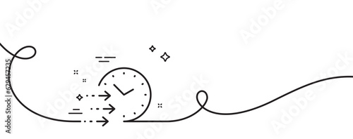 Delivery time line icon. Continuous one line with curl. Express courier sign. Fast shipping symbol. Delivery time single outline ribbon. Loop curve pattern. Vector