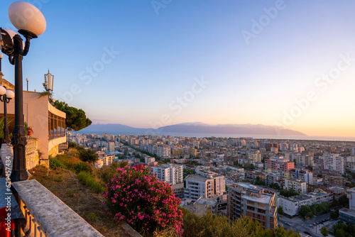 Albania- Vlora- cityscape as seen from hill Kuzum Baba