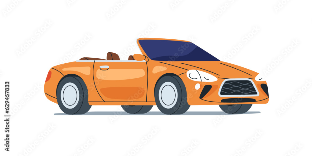 Cabriolet car. Open roof cabrio auto. Convertible automobile, premium luxury 2 door vehicle with windscreen. Modern automotive road transport. Flat vector illustration isolated on white background Cabriolet car. Open roof cabrio auto. Convertible automobile, premium luxury 2 door vehicle with windscreen. Modern automotive road transport. Flat vector illustration isolated on white background