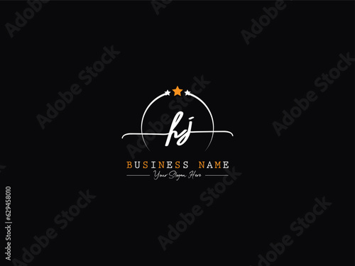 Modern Hj Logo Icon Design, Signature Hj jh Luxury Royal Logo photo