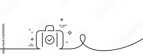 Carry-on baggage line icon. Continuous one line with curl. Travel handbag sign. Allowed luggage bag symbol. Carry-on baggage single outline ribbon. Loop curve pattern. Vector