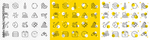 Outline Lightning bolt, Recycling and Clapping hands line icons pack for web with Roller coaster, Power, Time change line icon. Cashback, Fake news, Security confirmed pictogram icon. Vector