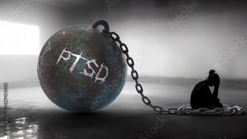 Obraz na plátne Ptsd - a metaphorical view of a woman struggle with ptsd