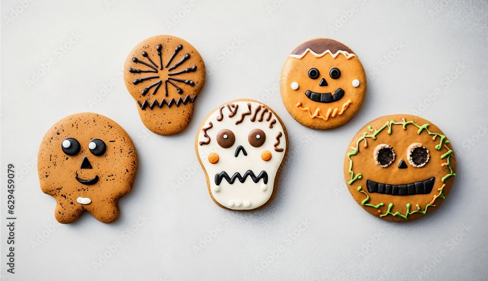 Gingerbread biscuit with Halloween face, Jack-o-lantern, a bakery ,Trick or treat . Gingerbread biscuit with Halloween face, Jack-o-lantern, a bakery ,Trick or treat .