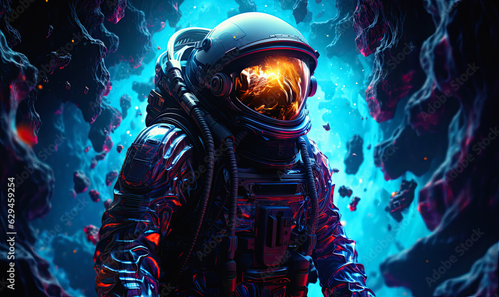 Cosmic galaxy astronaut, cyberpunk style Cosmic galaxy astronaut, cyberpunk style
