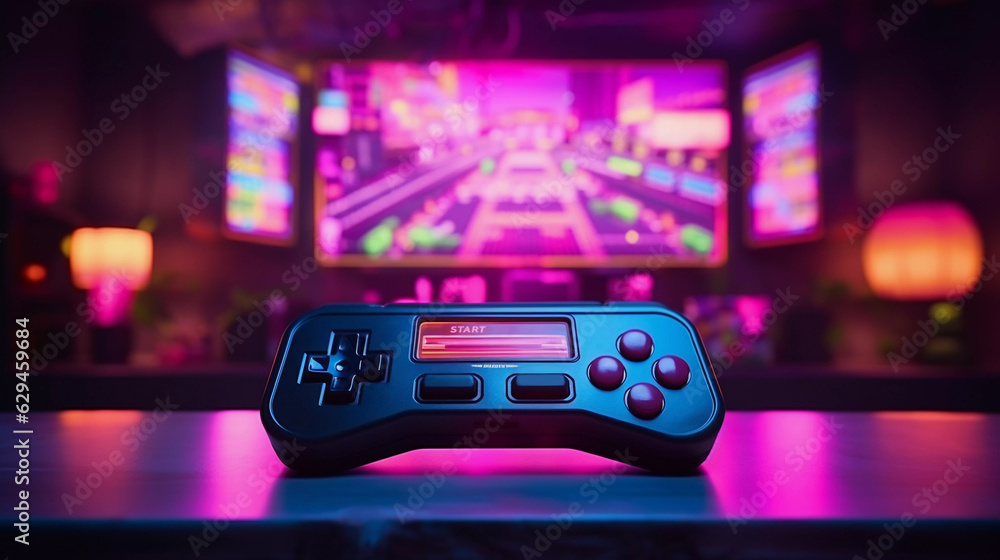 Retro Wave Gamepad Cyberpunk Style Retro Wave Gamepad Cyberpunk Style