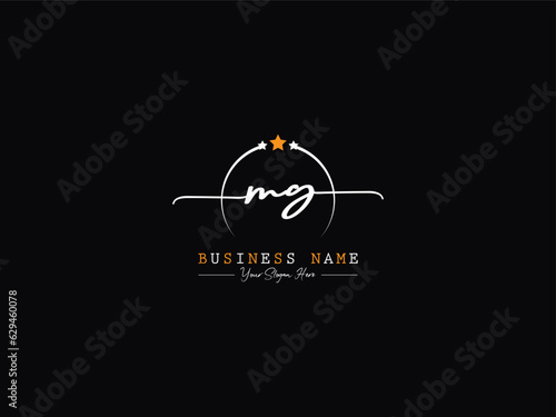Minimal Circle MG g m Signature Logo, Luxury Mg Logo Letter Vector Illustration