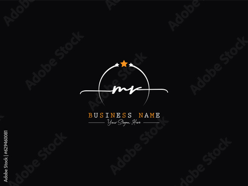 Minimal Circle MR r m Signature Logo, Luxury Mr Logo Letter Vector Illustration